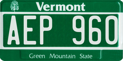 VT license plate AEP960