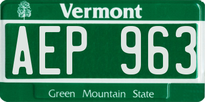 VT license plate AEP963