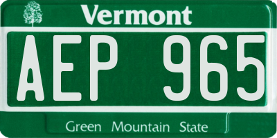 VT license plate AEP965