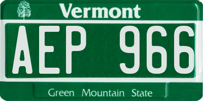 VT license plate AEP966