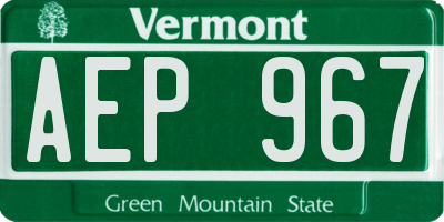 VT license plate AEP967