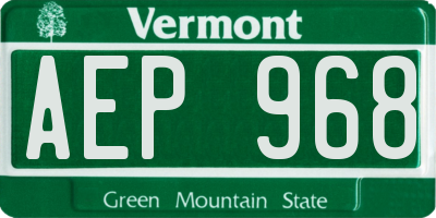VT license plate AEP968
