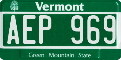 VT license plate AEP969