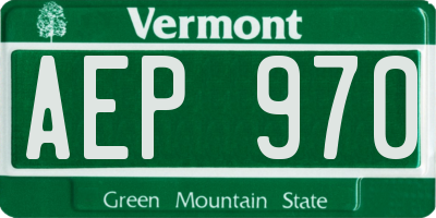 VT license plate AEP970