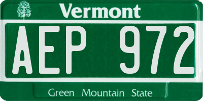 VT license plate AEP972