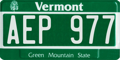 VT license plate AEP977