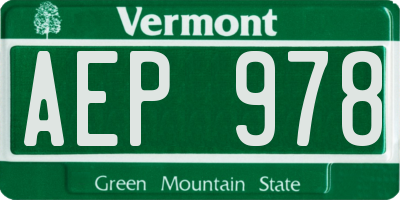 VT license plate AEP978
