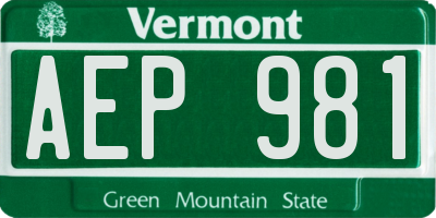 VT license plate AEP981