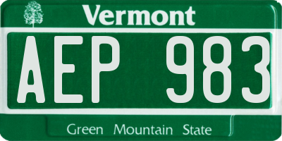 VT license plate AEP983
