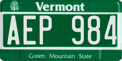 VT license plate AEP984