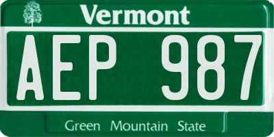 VT license plate AEP987