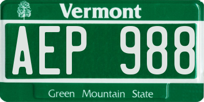 VT license plate AEP988