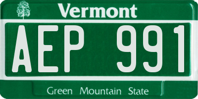 VT license plate AEP991
