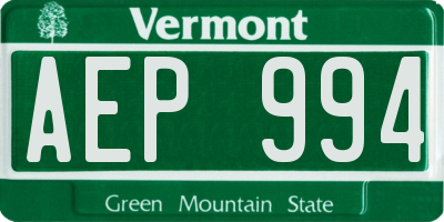 VT license plate AEP994