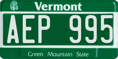 VT license plate AEP995