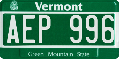 VT license plate AEP996