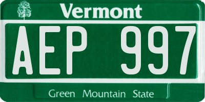 VT license plate AEP997