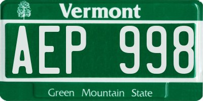 VT license plate AEP998