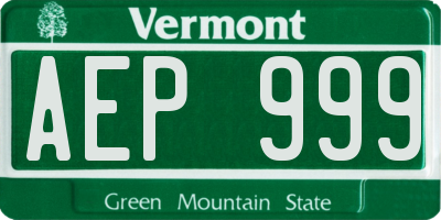 VT license plate AEP999