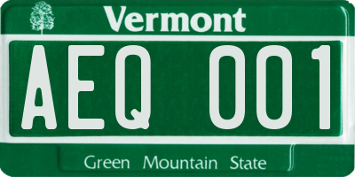 VT license plate AEQ001