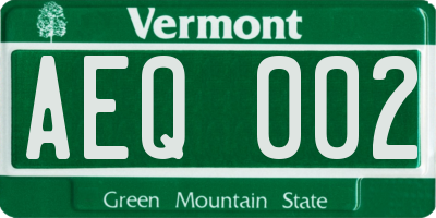 VT license plate AEQ002