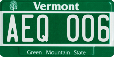VT license plate AEQ006