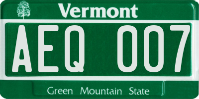 VT license plate AEQ007