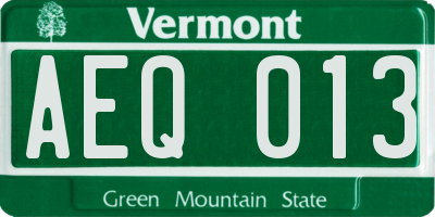 VT license plate AEQ013