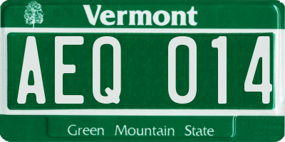 VT license plate AEQ014