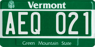 VT license plate AEQ021