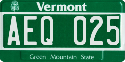 VT license plate AEQ025