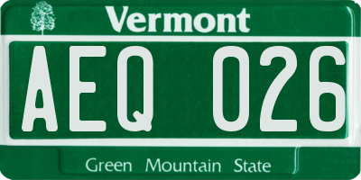 VT license plate AEQ026