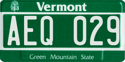 VT license plate AEQ029