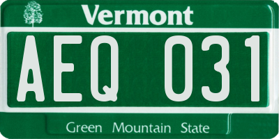 VT license plate AEQ031