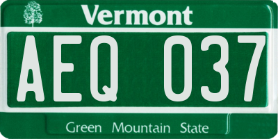 VT license plate AEQ037