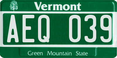 VT license plate AEQ039