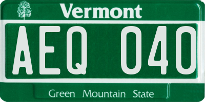 VT license plate AEQ040