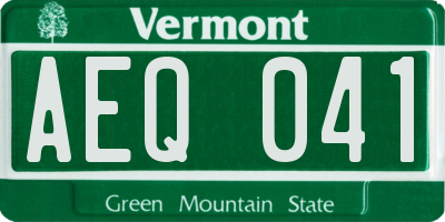 VT license plate AEQ041