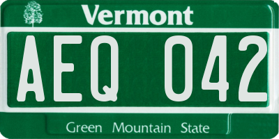 VT license plate AEQ042