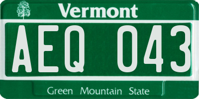 VT license plate AEQ043