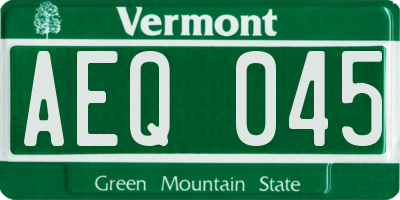 VT license plate AEQ045