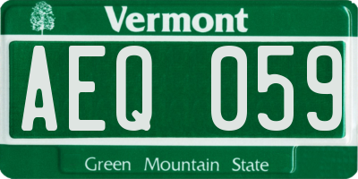 VT license plate AEQ059