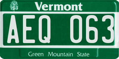 VT license plate AEQ063