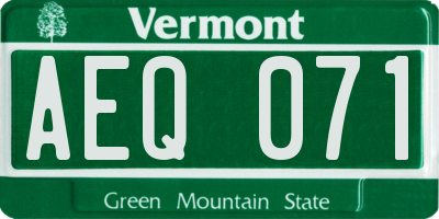 VT license plate AEQ071