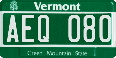 VT license plate AEQ080