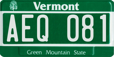 VT license plate AEQ081