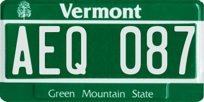 VT license plate AEQ087