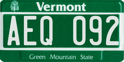 VT license plate AEQ092