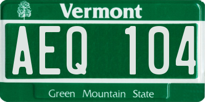 VT license plate AEQ104