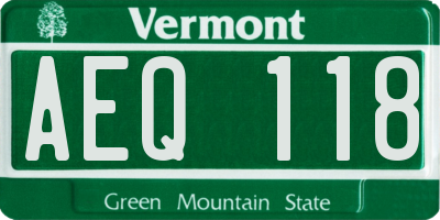 VT license plate AEQ118